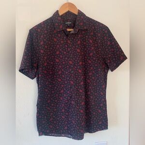 Express Men's Dark Floral Button Down Shirt
